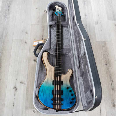 Mayones Viking 4 Bass, Ebony Fretboard, Transparent Dirty Ash Fade Up Blue Matt image 10