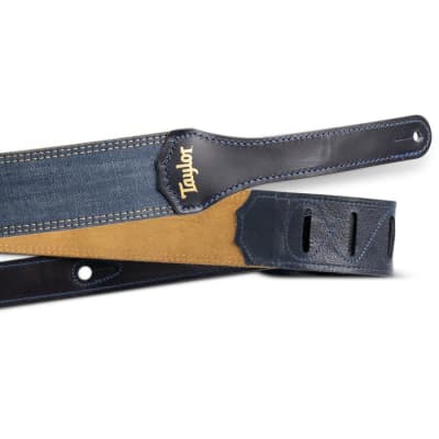 Taylor Blue Denim Strap, Navy Leather Edges, 2" image 2