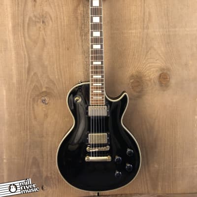 Burny Les Paul Custom Copy Vintage Sinclecut Electric Guitar Black image 2