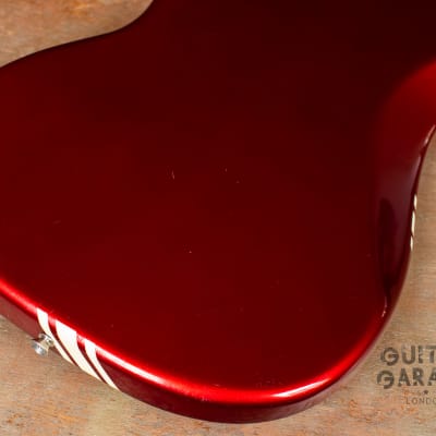 2002 Fender Japan Mustang 69 Vintage Reissue Candy Apple Red Competition Stripe offset guitar - CIJ image 18