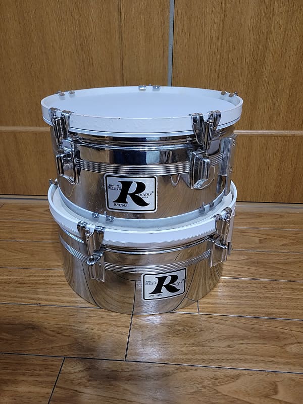 Rogers Big R Timbales 13" 14" 1980s Chrome over Brass Reverb