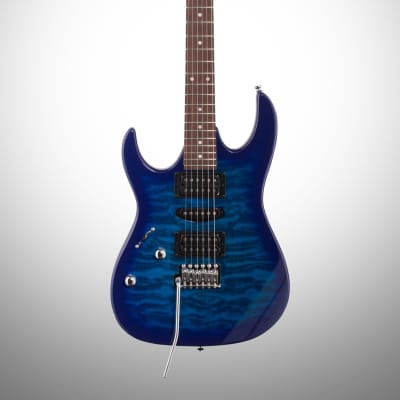 Ibanez GRX70QA Quilt Top Left-Handed Electric Guitar, Transparent Blue Burst image 2