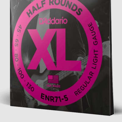 D'Addario ENR71-5 Half-Round 45-100 Regular Light / Long Scale 5-String Electric Bass Set image 3