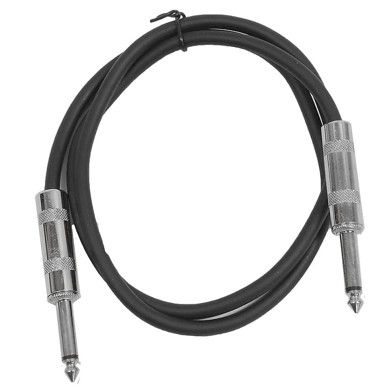 SEISMIC AUDIO - Black 1/4" TS 3' Patch Cable - Effects - Guitar - Instrument image 1