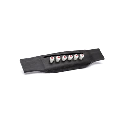 Martin APP0004 Luxe Liquidmetal Bridge Pin Set - Bone w/ Red Inlay image 4