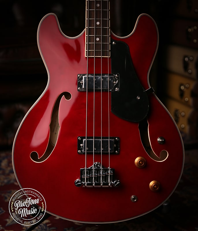 Aria TAB Classic 4 String Semi Hollow Bass Wine Red Reverb