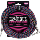 Ernie Ball 6063 Braided Instrument Cable, 25ft/7.6m, Red/Blue/White