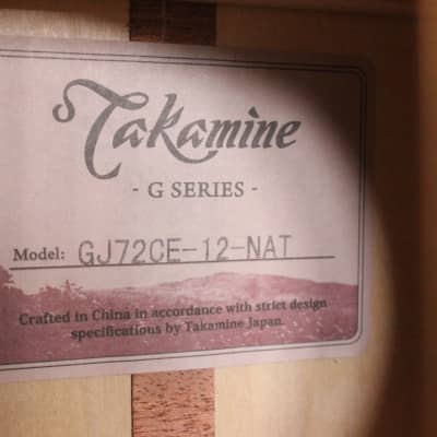 Takamine GJ72CE-12 NAT G70 Series 12-String Jumbo Cutaway Acoustic/Electric Guitar 2010s - Natural Gloss image 3