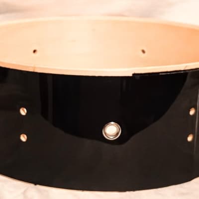 Unmarked Utility Snare Drum Shell 12  X 4.5" w/ hoops &batter head-PIANO BLACK WRAP image 4