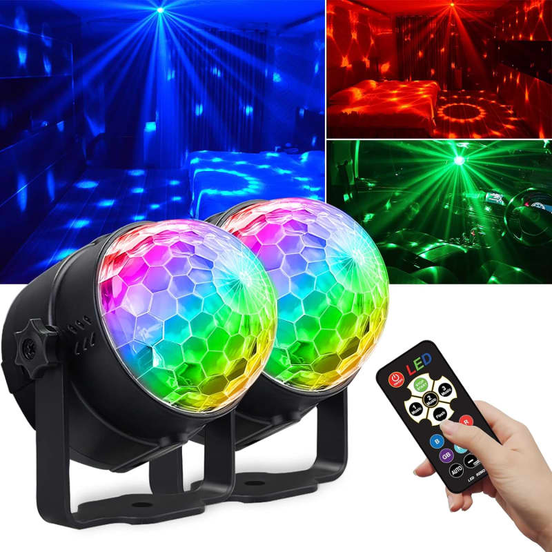 Luditek [2-pack] Portable Sound Activated Party Lights for Outdoor and Indoor, Battery Powered/