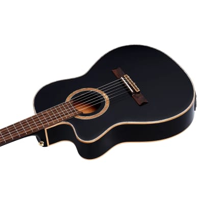 Ortega Performer Series Nylon string Guitar, thinline body - RCE138-T4BK-L, Left-Handed, 52mm Nut Width image 11
