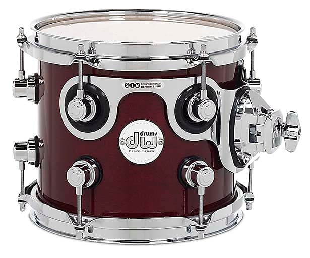 DW Design Series Maple Suspended Tom, 7x8, Cherry Stain Gloss Lacquer w/Chrome Hardware image 1
