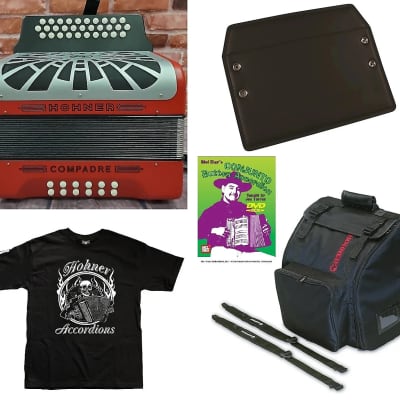 Hohner Compadre *Make Offer* GCF Red Accordion SOL Acordeon +Bag, Straps, Back Pad, Shirt | NEW Authorized Dealer image 1