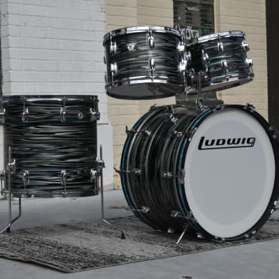 Vintage Ludwig Standard S-330 Drum kit 1970s in Blue Strata - 12, 13, 16, 22 image 1