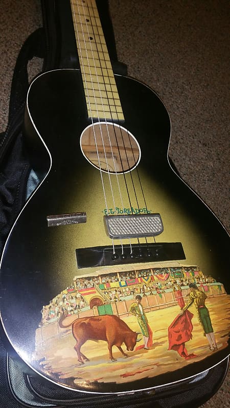 Santacilla EL-Toreador 1930s Oscar Schmidt Newly Reseated Neck .. Hand-painted Guitar With Original Case And Slide image 1