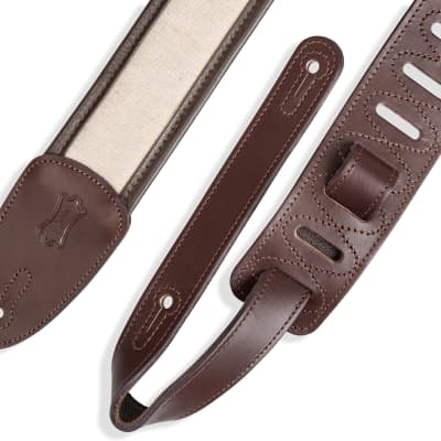 Levy's MHG2-DBR Lux Padded Hemp Strap, 2.5" Wide, Traditional Dark Brown, Natural, Adjustable to 51" image 2