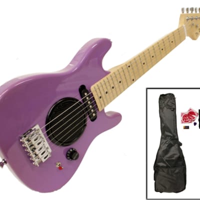 De Rosa GE30-AST-PL Built-In-Amp Kids Electric Guitar w/Gig Bag, Guitar Cable, Strings, Pick, Strap & 9V Battery for sale