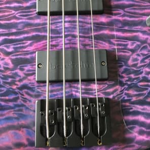 Modulus  Quantum 4 Bass Guitar 5A Quilt Top MAPLE NOS Bartolini - TOP OF LINE 2006 Purple Blue Black image 3