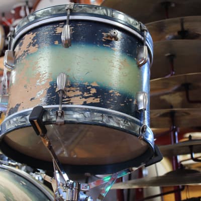 1940s Slingerland Radioking in Blue and Silver Duco 14x26 16x16 9x13 image 3