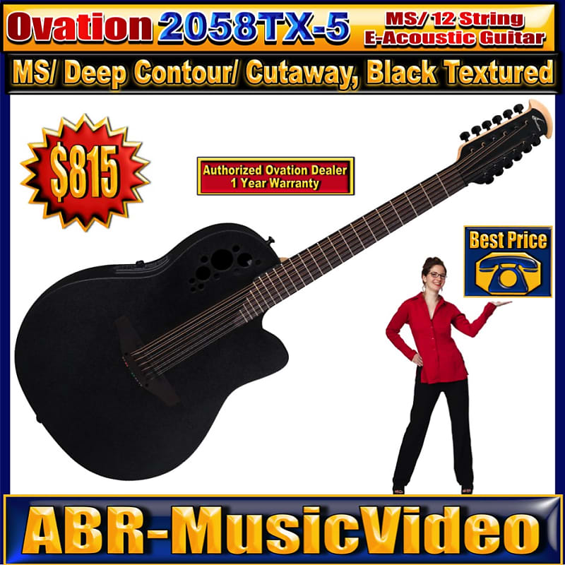 Ovation Celebrity Nylon String Acoustic Electric Classical Guitar - Black