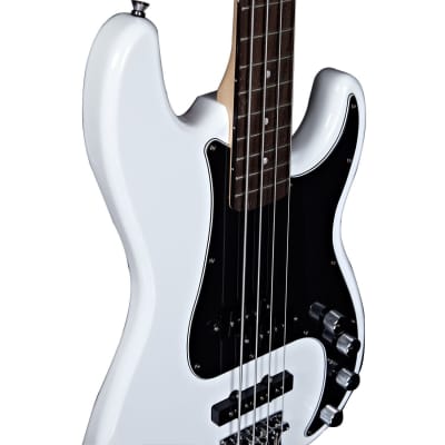 Artist Vintage-Hybrid White Active/Passive Bass Guitar & Tweed Case image 6