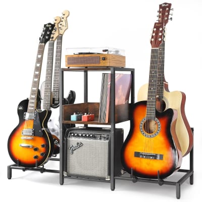 String Swing Guitar Stand 2 Pack, Multi Guitar Rack for Acoustic, Electric,  Bass Guitars, Hand Welded Steel & Oak Hardwood, Padded Guitar Holders