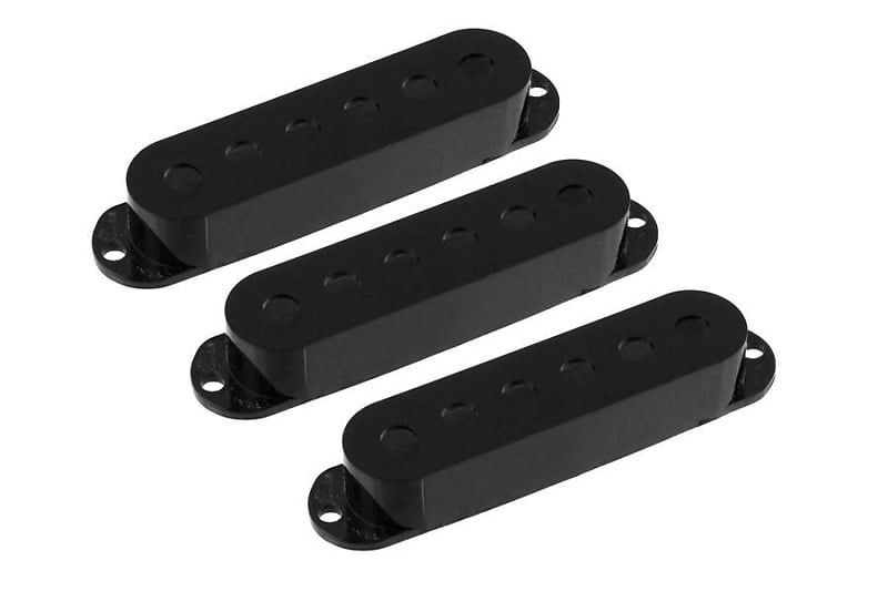 Allparts PC-0406 Set of 3 Plastic Pickup Covers For Stratocaster - Black image 1