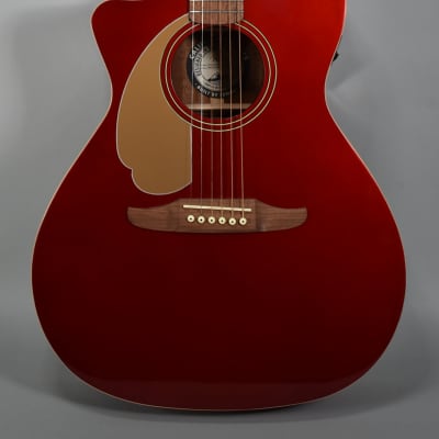 2021 Fender Newporter Candy Apple Red Finish Left-Handed Acoustic Electric Guitar for sale