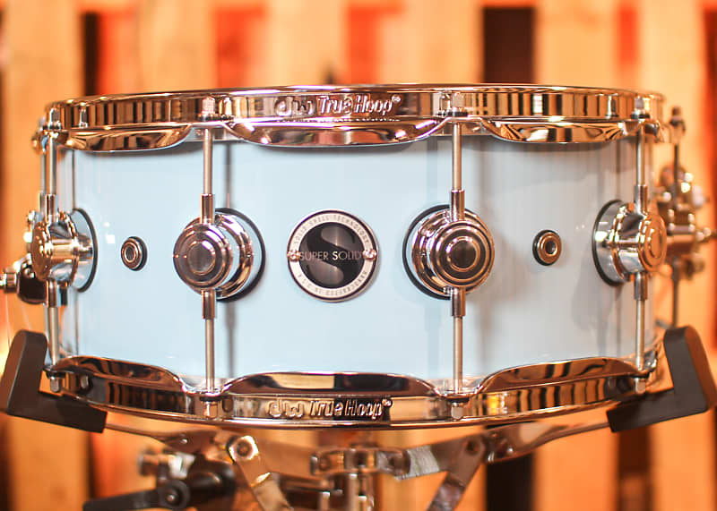 DW 5.5x14 Collector's Maple Solid Sky Blue Super Solid Snare Drum - SO#1288932 image 1
