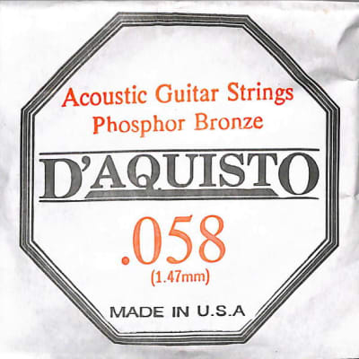 Three (3) - .058 Phosphor Bronze Wound - D'Aquisto Acoustic Guitar Strings for sale