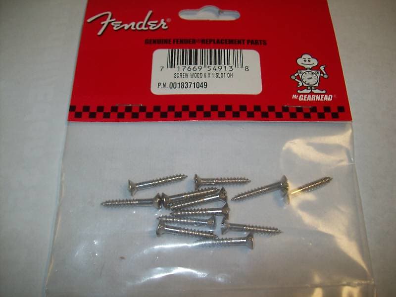Fender Slotted Tele Bridge/Strap Button Screws (12) - NICKEL, 001-8371-049 image 1