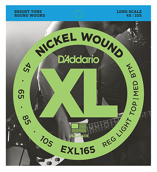 D'Addario EXL165 Nickel Wound Regular Light Top/Medium Bottom Bass Strings 45-105 image 1