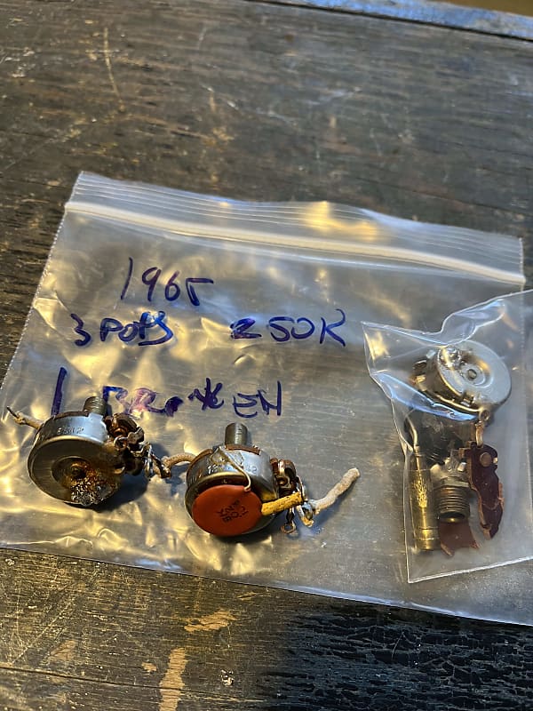 Fender 2 Jazz bass pots with cap PLUS broken one 1965 Reverb