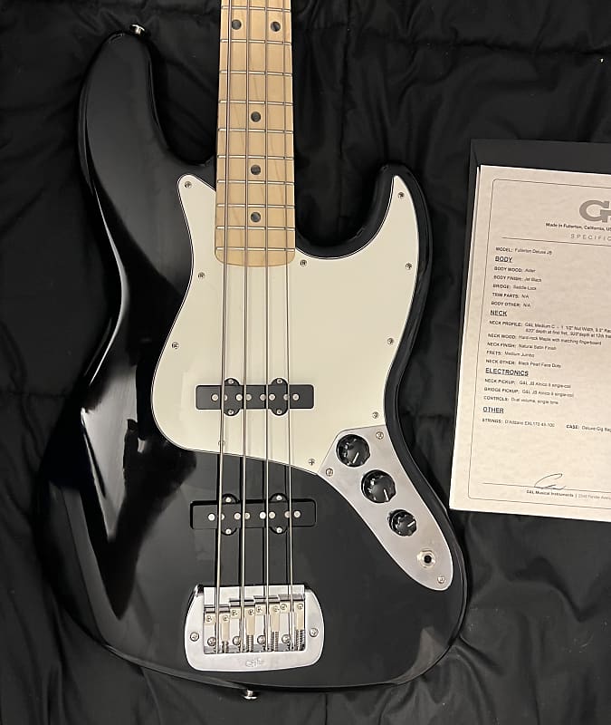 G&L Fullerton Deluxe Jazz Bass 2023 - Gloss Black | Reverb