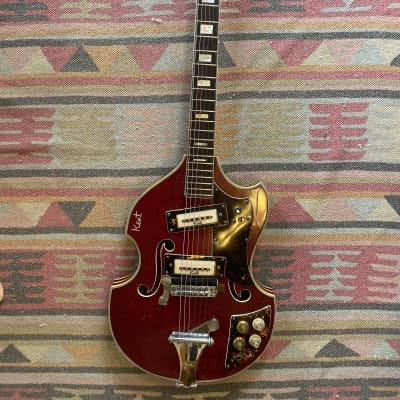 Kent 834 1960's Cherry Red Semi Hollowbody Guitar with white trim for sale