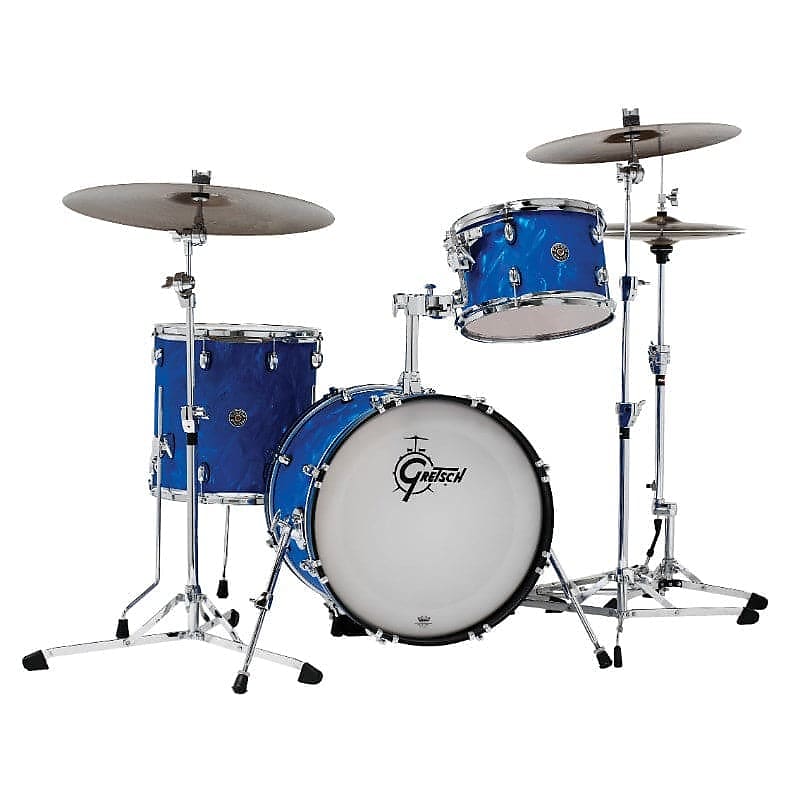 Gretsch Catalina Club 3pc Drum Set w/20"BD Blue Satin Flame image 1