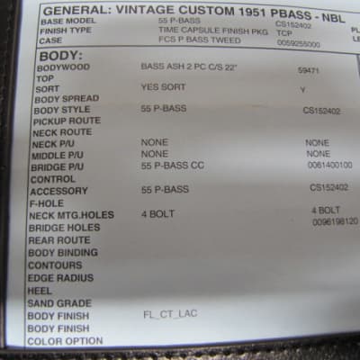 Fender Custom Shop '51 1951 Precision Bass NOS Vintage Custom NBL 2020 - Blonde image 11