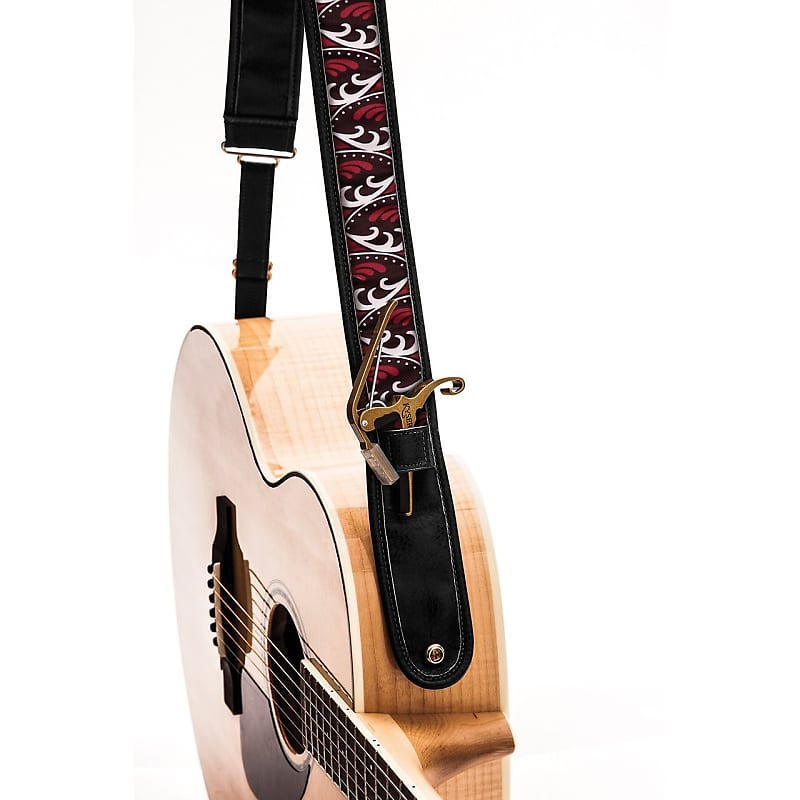 Kyser KS1B Autumn K Brown Leather Guitar Strap with Capo Keeper image 1