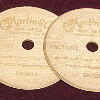 C.F. Martin & Co. Four (4) Guitar Sound hole wood cutout  Souvenirs from Factory Tour 2020 for sale