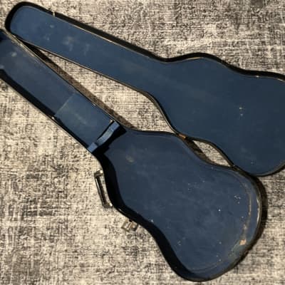 Vintage 1960’s Guitar Case Chipboard Cardboard Black w Blue Interior Worcester Epiphone Gibson SG Harmony Kay Silvertone image 1