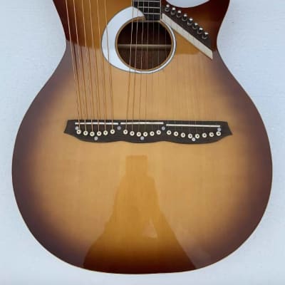 Custom 6+6+8 Strings Harp Guitar Double Necks with EQ Equalizer Sunburst Finish image 2