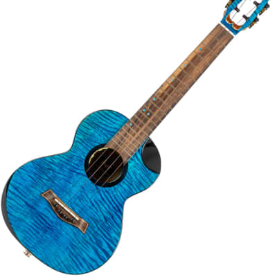 Flight Comet EQ-A Blue Tenor Ukulele New - solid stained flamed maple top image 9