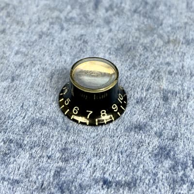 1960's Gibson Black Reflector Guitar  Knob  "No Tone-Volume"  Cracked but Functional (SG-LP-335) image 2