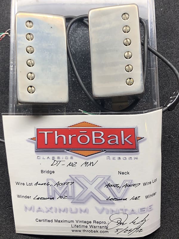 ThroBak DT-102 MXV PAF set with 4 Conductors aged Nickel covers and Jimmy Page-style wiring harness! image 1