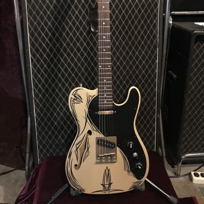 Tele Thinline Inspired 2010's - No Name - Dark Gold - Pinstriping - Rockabilly Inspired - Sounds Great - Make An Offer - Holiday Haggle Season ! image 6