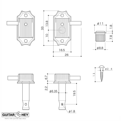 NEW Gotoh SD90-SLB Tuners Tuning Vintage Keys Set L3+R3 Black Buttons 3x3 NICKEL image 3