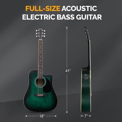 Glarry GMA101 41 Inch EQ Acoustic Guitar w/15W Amp - Green image 6