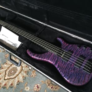 Modulus  Quantum 4 Bass Guitar 5A Quilt Top MAPLE NOS Bartolini - TOP OF LINE 2006 Purple Blue Black image 1