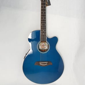 Oscar Schmidt OG8CE-TBL Shallow Folk Transparent Blue