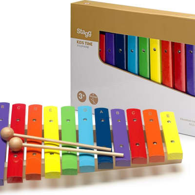 Xylophone with 12 colour-coded keys and two wooden mallets